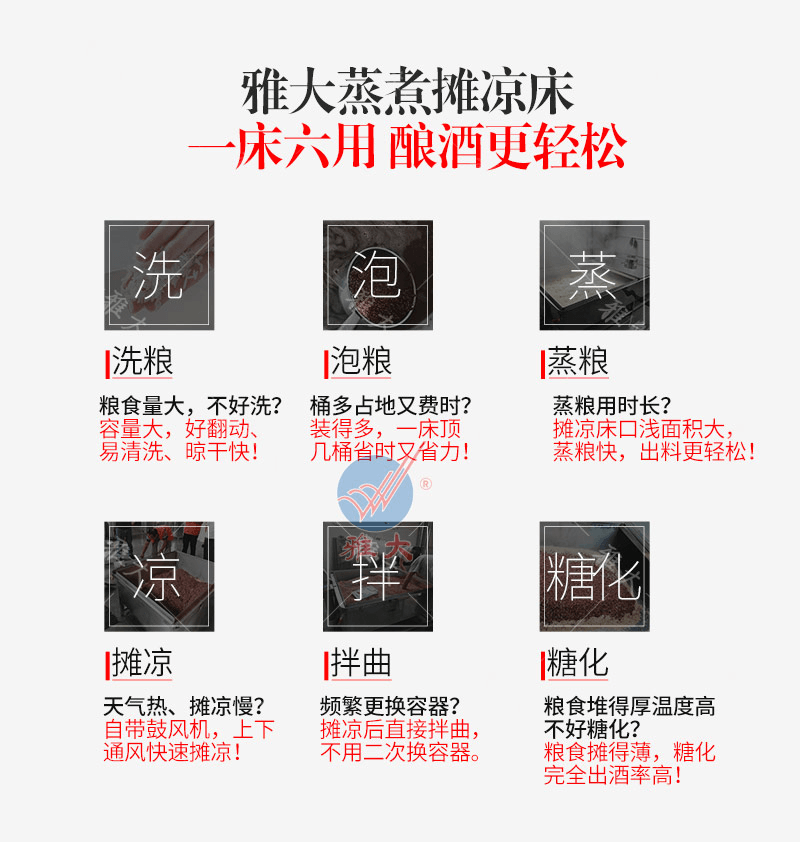 釀酒好幫手，雅大多功能蒸煮攤晾床設備！ 